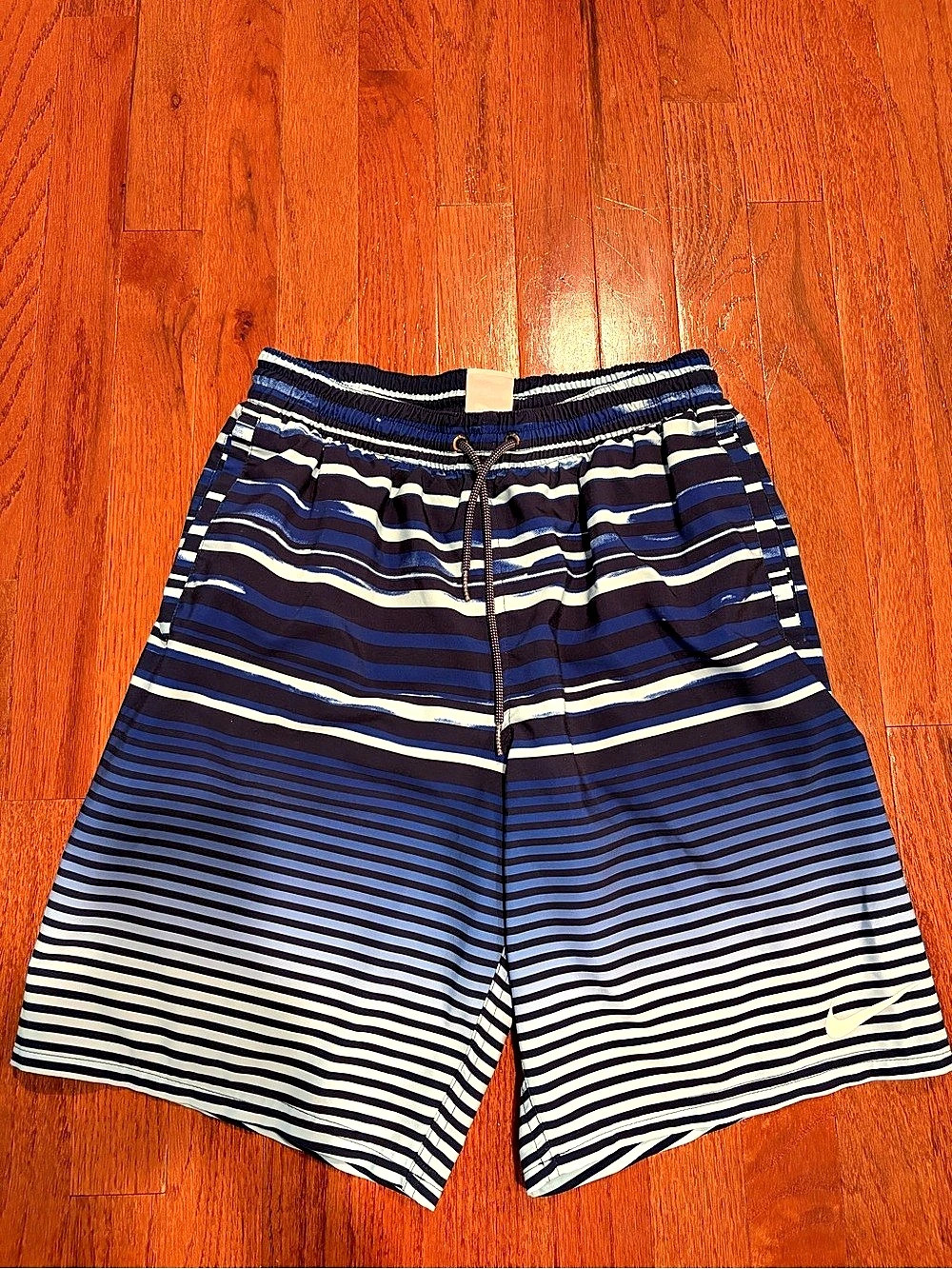 Nike Men's Blue Striped Volley Swim Trunks